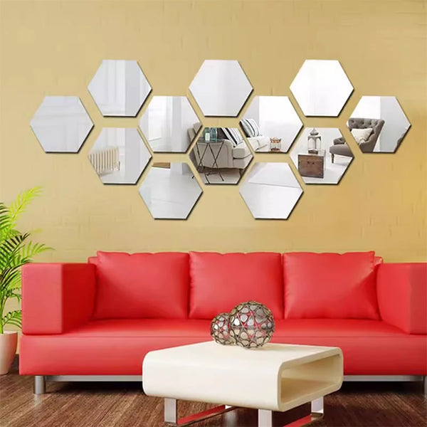 3D Hexagon Removable Mirror Wall Stickers Creative Home Sticker DIY Acrylic Wall Door Stickers Home Decoration Accessories New