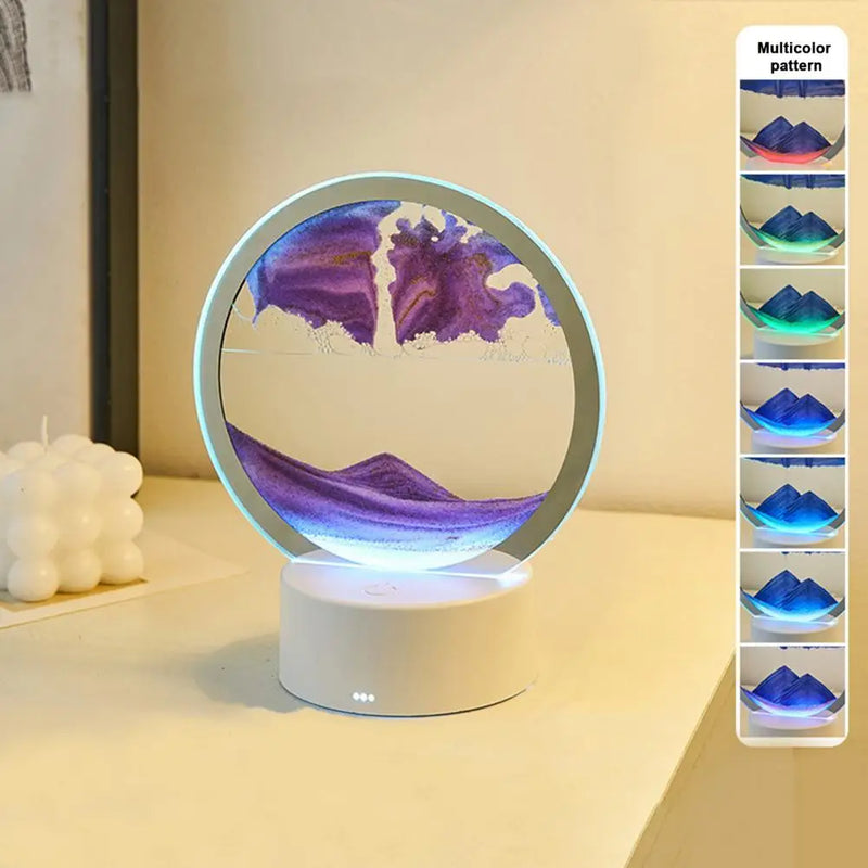 1Pc Sand Painting Night Light Unique Led Hourglass Ornament Creative 3d Moving Sand Art Frame Night Light for Home Decoration