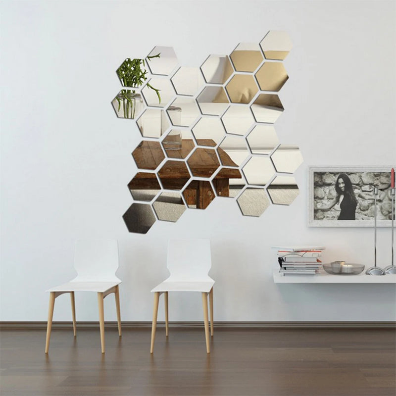 3D Hexagon Removable Mirror Wall Stickers Creative Home Sticker DIY Acrylic Wall Door Stickers Home Decoration Accessories New