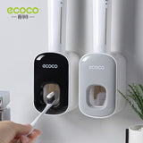 ECOCO Automatic Toothpaste Dispenser Wall Mount Bathroom Bathroom Accessories Waterproof Toothpaste Squeezer Toothbrush Holder