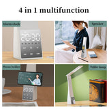 Led Desk Lamp With Bluetooth Speaker Temperature Alarm Clock Dimmable Touch Foldable Table Lamp Reading Light Eye Protection